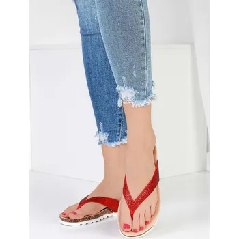 Dámské žabky Ctogo GOGO Červené třpytivé žabky G-563-07R Velikost: 36