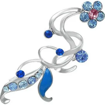 Brož Brož květina - rúžový a modré zirkony