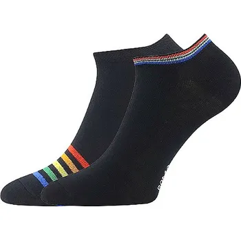 Dámské ponožky BOMA Ponožky dámské nízké PIKI 74 letní PROUŽKOVANÉ černé (2 páry) 35-38 119624