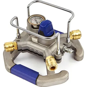 Kompresor 4-cestný kovový rozbočovač vzduchu s manometrem a rychlospojkami Euro (TrueTech)