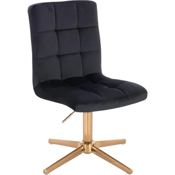 Otočné křeslo Vestland velur na zlatém kříži - černé