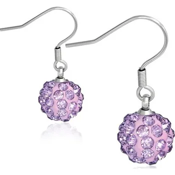 Náušnice 10mm – Světle růžová kulička s kamínky, afroháček