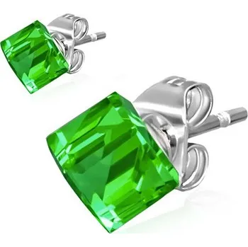 Náušnice CUBE – Ocelové náušnice zelená kostka
