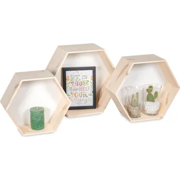 Dřevěná hračka Dřevěné poličky - plástev medu 3 ks