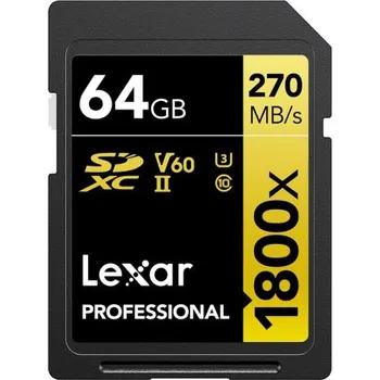 Paměťová karta Lexar Pro 1800x SDXC 64GB UHS-II U3(V90) R280/W210