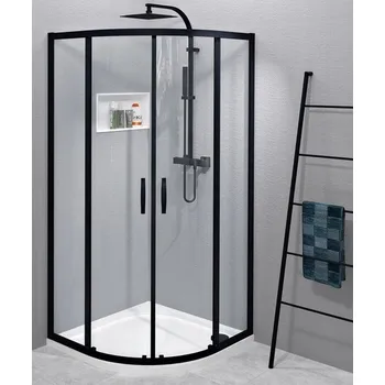 Čtvrtkruhová zástěna 80 GELCO SIGMA SIMPLY BLACK 800x800 mm GS5580B Výška 190 cm - čiré bezpečnostní sklo 6 mm