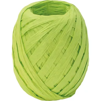 Stuha Stuha papírová RAFFIA světle zelená 7mm x 30m (Stuha papírová, EKO recyklovaný papír, velké MEGA klubko)