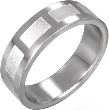 Prsten Ocelový prsten s hrubě broušenými obdelníky vertikálně po celém obvodu 70