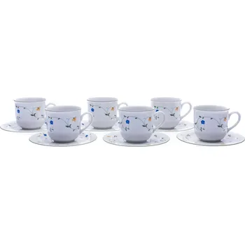 Thun 1794 Sada šálků s podšálky, porcelán, luční kvítí, 215 ml, Jana, Thun, 6 ks