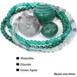 B-TOP Sada 3 ks náramků z přírodních kamenů - zelená