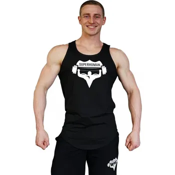 Pánské tílko Tílko Superhuman velké logo - oblé/černé Černá XXL bílý