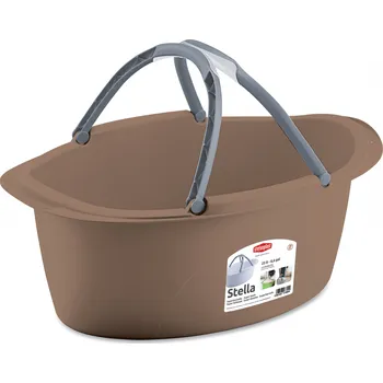 Koš na prádlo Stella plastový koš s uchy hnědá