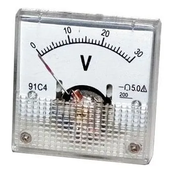 Analogový panelový voltmetr 91C4 30V DC
