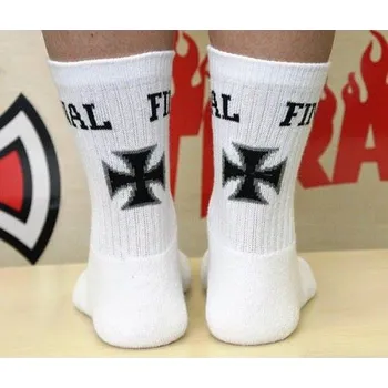 Pánské ponožky Ponožky FINAL celofrote "KŘÍŽ" bílé - černošedý kříž Barva: Bílá s černou a šedou, Velikost: 3,5-4 (36-37)