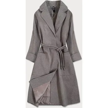 Dámský kabát Hnědý károvaný dámský kabát se 3/4 rukávy (2718) odstíny hnědé M (38)