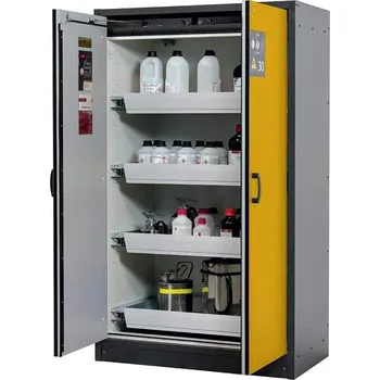 Bezpečnostní skříň na chemikálie 30 min., 4 zásuvky, š. 1164 mm, dveře žluté