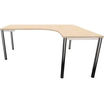 Psací stůl Stůl kancelářský ve tvaru 'L', podnoží kulaté, lesklé, barva akácie, pravé, š: 1800 x 1600 mm