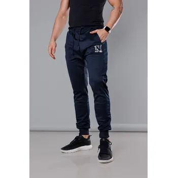 Tmavě modré pánské teplákové kalhoty s potiskem (8K178-25) odstíny modré XXL