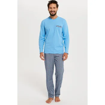 Pánské pyžamo Italian Fashion Jaromir long length sp. barva:modrá/print 3XL