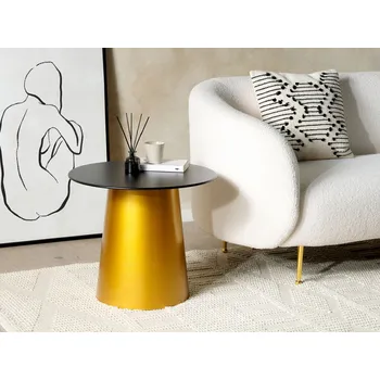 Konferenční stolek Příruční stolek Černé zlato Kov 56 x 56 x 48 cm boční stolek Prášková barva Glamour Obývací pokoj Beliani