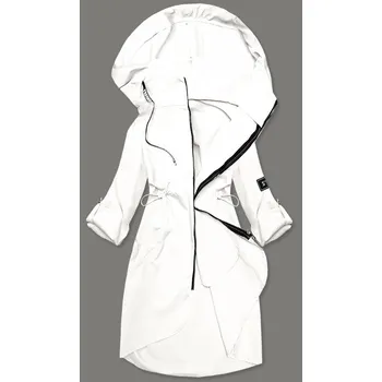 Dámský kabát Tenký dámský přehoz přes oblečení ve smetanové barvě s kapucí (B8118-26) odstíny bílé S (36)