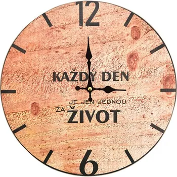 Hodiny Hodiny nástěnné dřevo Každý den pr. 34 cm