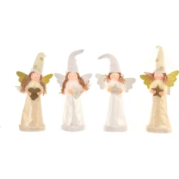 Velikonoční dekorace Anděl filc bílý/béžový 30 cm 4ASS