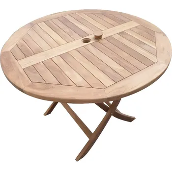Zahradní stůl Texim Rafa kulatý teakový skládací stůl 100 x 75 cm hnědý