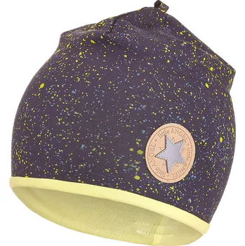Módní doplněk Little Angel Čepice podšitá Outlast® - tm.modrá vzor/citronová Velikost čepic: 4 | 45-48 cm