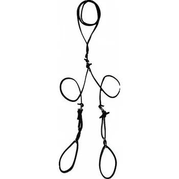 Vodítko pro psa Předváděcí vodítko Zubíček přes rameno z kulaté přírodní kůže pro 2 psy