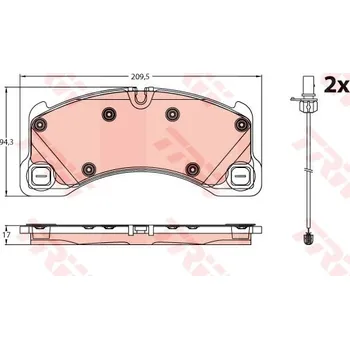 Brzdová destička Sada brzdových destiček, kotoučová brzda TRW GDB2243