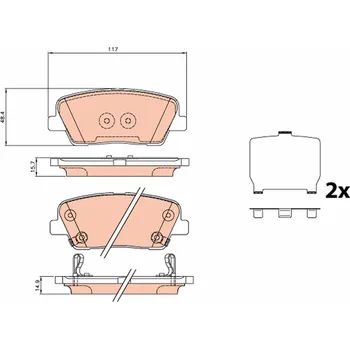 Brzdová destička Sada brzdových destiček, kotoučová brzda TRW GDB3624