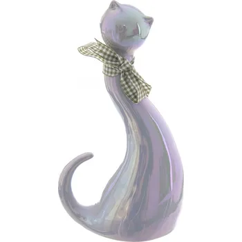 Velikonoční dekorace Kočka ker. šedá perleť 12x8x22 cm