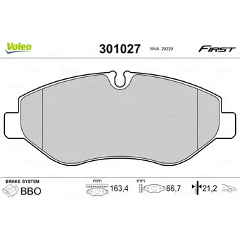 Brzdová destička Sada brzdových destiček, kotoučová brzda VALEO 301027