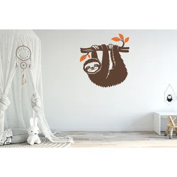 Samolepící dekorace Lepy.cz Samolepka na zeď Safari - Lenochod Velikost (šířka x výška): 25x27cm, Kombinace barev sety: Světle modrá + světle žlutá