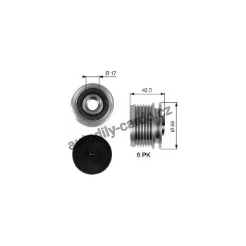 Rozvod motoru Alternátorová volnoběžka (předstihová spojka) GATES (GT OAP7106) - RENAULT