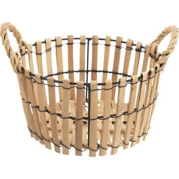 Nákupní košík Košík dřevo/kov velký 35x35x22 cm