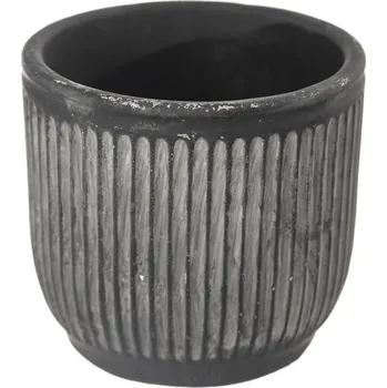 Květináč Květináč cement RELIEF černý 13x13x12 cm
