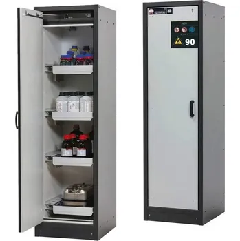 Bezpečnostní skříň na chemikálie 90 min., 4 zásuvky, š. 600 mm, TSA dveře šedé