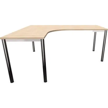Psací stůl Stůl kancelářský ve tvaru 'L', podnoží kulaté, lesklé, barva akácie, š: 1800 x 1600 mm