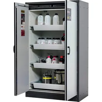 Bezpečnostní skříň na chemikálie 30 min., 4 zásuvky, š. 1164 mm, dveře šedé
