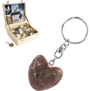 Klíčenka kov/kámen srdce 4x1x7 cm ASS