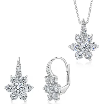 Souprava šperků SOFIA stříbrný set náušnice, přívěsek a řetízek COPZB70942+COEZB42413
