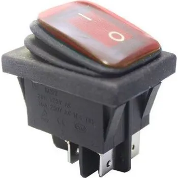 Auto elektroinstalace Vypínač kolébkový - OFF-ON 1pol.250V/16A červený vodotěsný