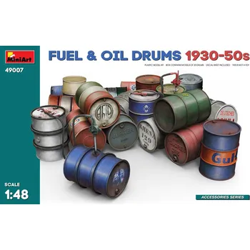 Plastikový model 1/48 Fuel & Oil drums 1930-50s (20 pcs.,w/ decals)