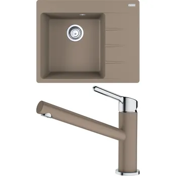 Kuchyňský dřez Set Franke G228 (dřez CNG 611-62 TL/2 Kašmír + baterie FC 3054.424 ORBIT Chrom/Kašmír) 114.0650.778