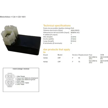 Startér DZE jednotka zapalování CDI HONDA CRF 50/70F 04-12 (30410-GW8-670) (DZE jednotka zapalování CDI HONDA CRF 50/70F 04-12 (30410-GW8-670))