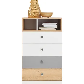 Komoda PIXEL | komoda PX10 | 60 cm | se zásuvkami | dub/bílá lux/šedá