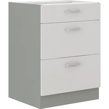 Kuchyňská skříňka Šuplíková skříňka Bianka 60 cm - šedá/bílý lesk