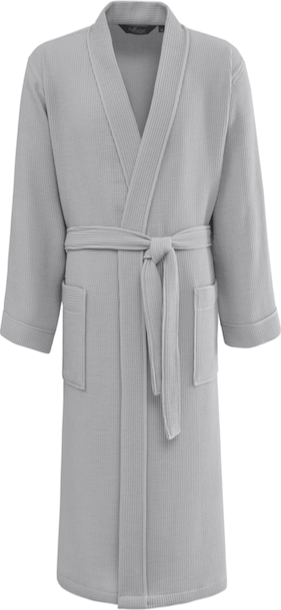 Soft Cotton Vaflový unisex župan PIQUE, Světle šedá, 210 g / m², Česaná prémiová bavlna 100%, Dlouhý - vel. M